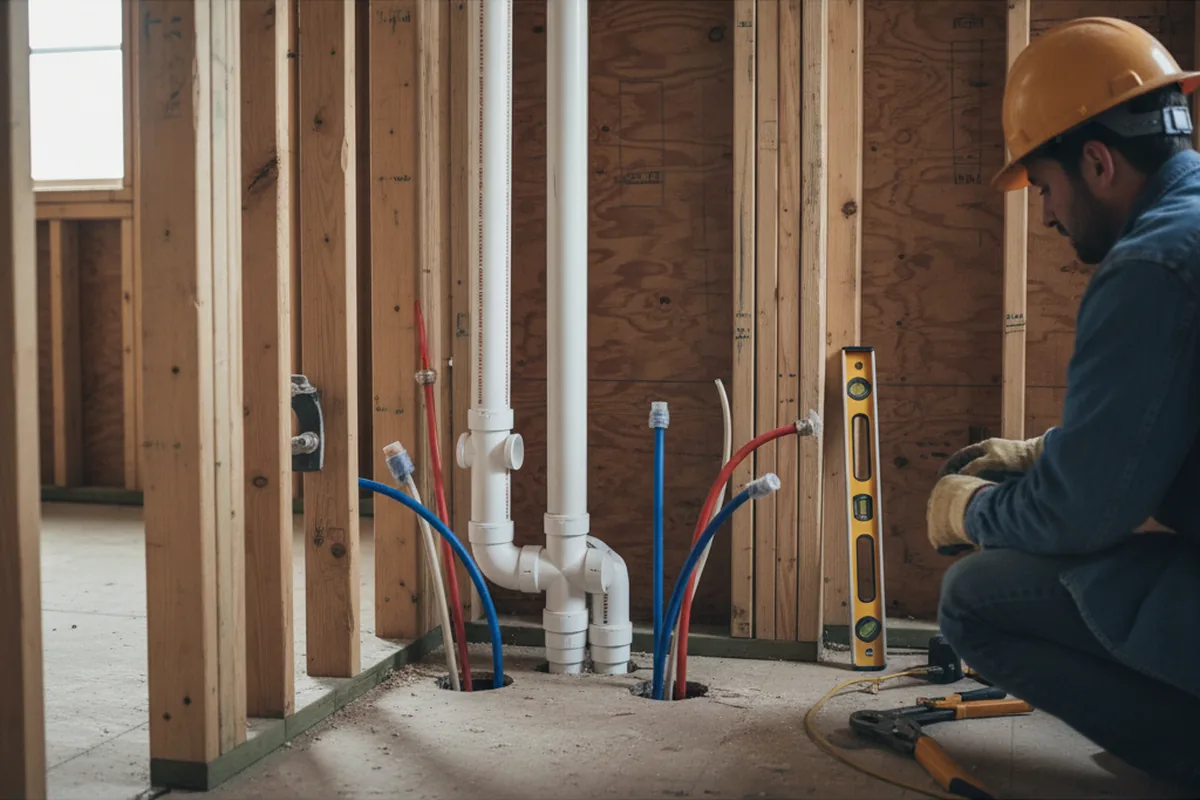Drain and supply rough-in during Toilet Repair and Installation in Stratford